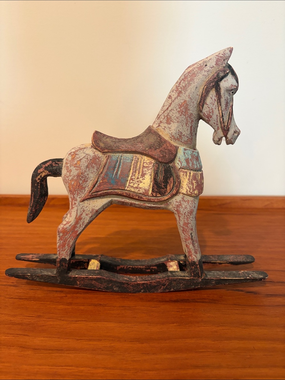 Decorative Rustic Wooden Rocking Horse - Grey and Brown